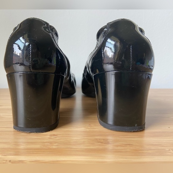 Roger Vivier Belle Metal Buckle Black Patent Leather Classic Formal Block Heels - Picture 5 of 11